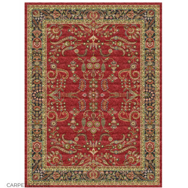 Mogul Ruby Red Floral Silk Carpet & Rug