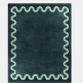 WaveBorder Wool Rug – Elegant Curved Frame Hand-Tufted Carpet