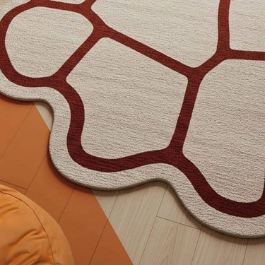 Handmade Wool Rug – Terracotta Line Abstract Design
