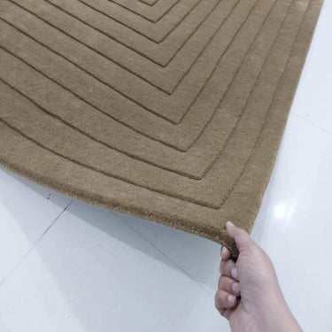 Beige Geometric Luxury Handmade Wool Carpet
