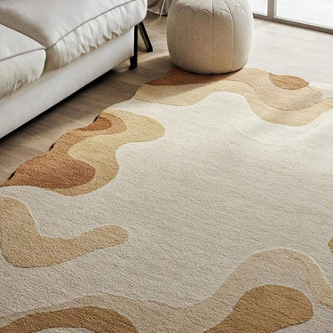 Handmade Modern Abstract Wool Rug – Beige & Brown