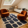 Midnight Pebble Wool Rug – Modern Geometric Design