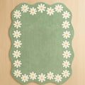 Daisy Bloom Wool Rug – Soft Green Floral Charm