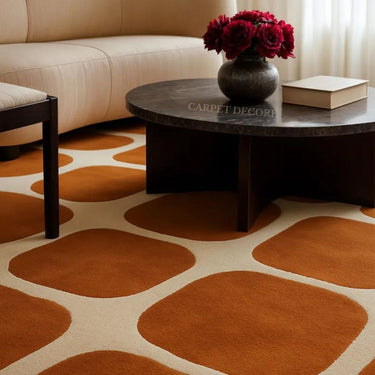 Terracotta Pebble Wool Rug – Modern Abstract Design