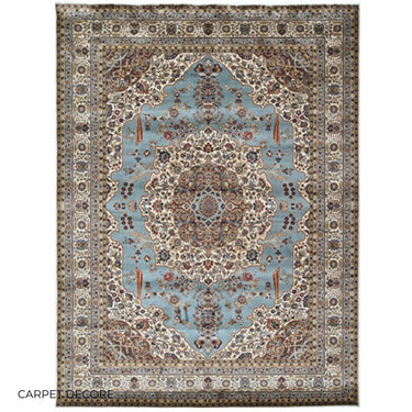 Mogul Light Blue Persian Silk Carpet & Rug