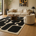 Obsidian Flow Wool Rug – Modern Abstract Pattern