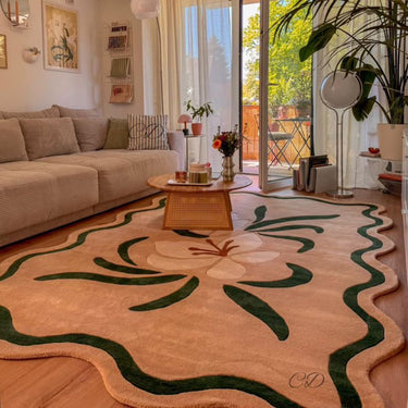 Blossom Waves Wool Rug – Floral Hand-Tufted Designer Carpet