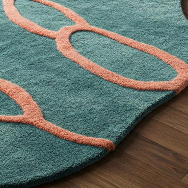 Aqua Wave Wool Rug – Hand-Tufted Abstract Flow Carpet