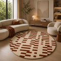 Terra Grid Hand Tufted Wool Round Rug