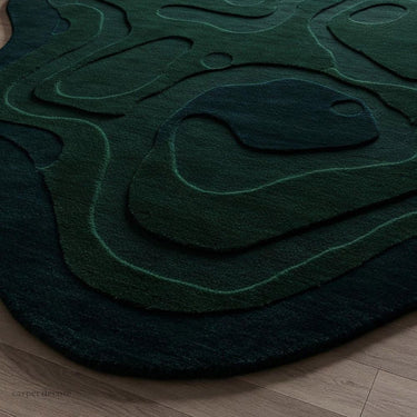 Modern Hand Tufted Wool Abstract Green Carpet