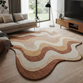 Handmade Wool Rug – Earth Tone Wave Design