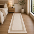 Ivory Sandstone Border Wool Runner Rug