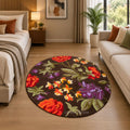 Floral Bloom Brown Round Tufted Rug