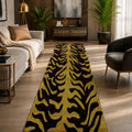 Golden Leaf Abstract Wool Runner Rug