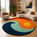 Solara Wave Hand Tufted Round Wool Carpet