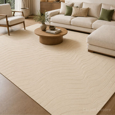 Ivory Wave Hand Tufted New Zealand Wool Rug