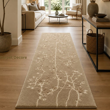 Ivory Blossom Hand Tufted Beige Wool Runner