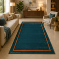 Teal Border Wool Carpet