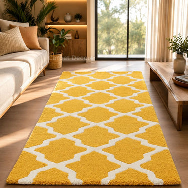 Golden Trellis Geometric Hand Tufted Wool Carpet & Rug