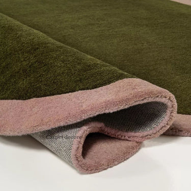 Green and Pink Handmade Modern Wool Accent Carpet