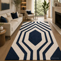 Navy Nexus Geometric Hand Tufted Wool Carpet & Rug