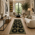 Olive Orbit Geometric Hand Tufted Wool Runner Carpet & Rug