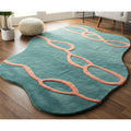 Aqua Wave Wool Rug – Hand-Tufted Abstract Flow Carpet