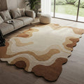 Handmade Modern Abstract Wool Rug – Beige & Brown
