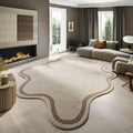 Handmade Irregular Wool Rug – Beige & Taupe Modern Border Design