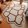 Handmade Wool Rug – Terracotta Line Abstract Design