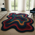 Handmade Wool Rug – Ocean Wave Abstract Design
