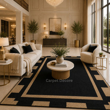 Noir Luxe Hand-Tufted Border Wool Rug