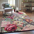 Handmade Tufted Pure Woolen Thick Geometrical Carpet (Multi)