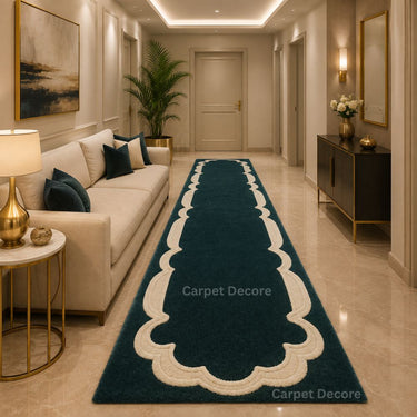 Imperial Teal Scallop Wool Runner