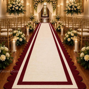 Burgundy Royale Scalloped Runner Rug