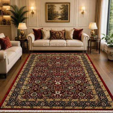 Royal Crimson Persian Machine Made Wool Carpet & Rug