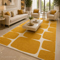 Golden Mosaic Geometric Hand Tufted Wool Carpet & Rug