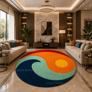 Solara Wave Hand Tufted Round Wool Carpet