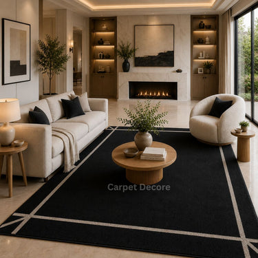 Noir Grid Hand-Tufted Wool Rug