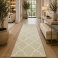 Ivory Royale Trellis Hand Tufted Wool Runner Carpet & Rug