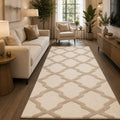 Ivory Lattice Hand Tufted Wool Runner Carpet & Rug