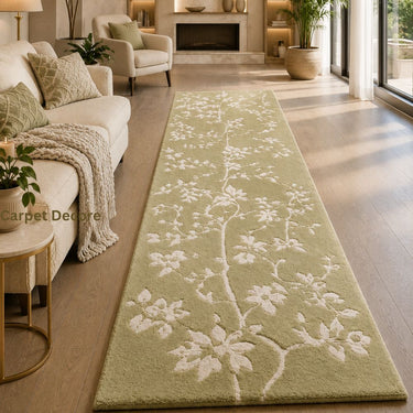 Sage Blossom Hand Tufted Wool Runner Rug