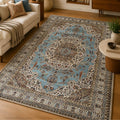 Mogul Light Blue Persian Silk Carpet & Rug