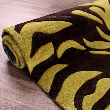 Golden Leaf Abstract Wool Runner Rug