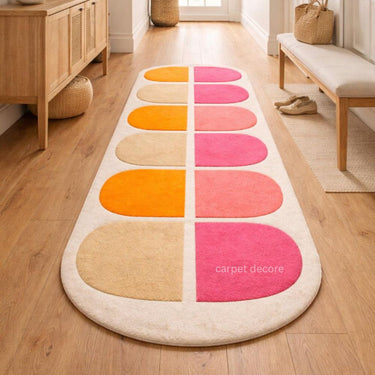Coral Harmony Geometric Wool Rug