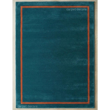 Teal Border Wool Carpet