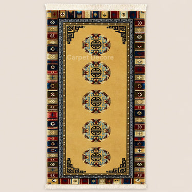 Imperial Gold Tibetan Medallion Premium Area Rug