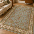 Mogul Mist Blue Floral Silk Carpet & Rug