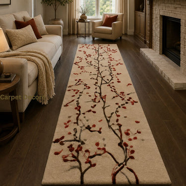 Crimson Blossom Luxury Hand Tufted Wool Runner