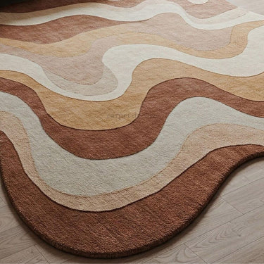Handmade Wool Rug – Earth Tone Wave Design